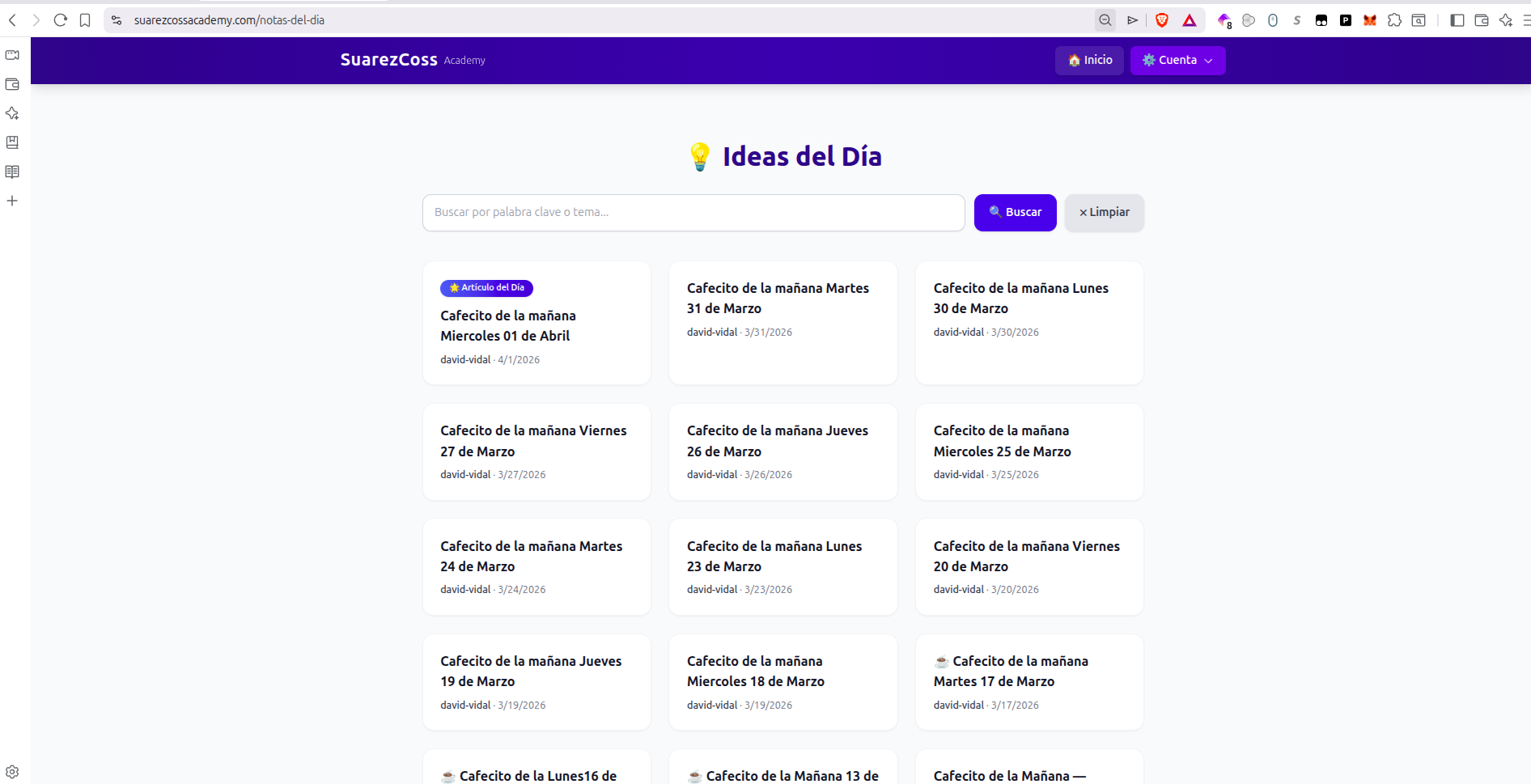 Cafecito de la Mañana dentro de SuarezCoss Academy