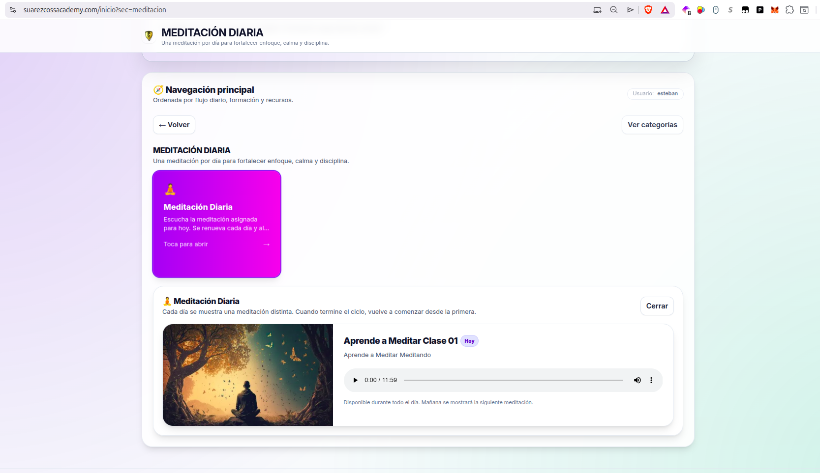 Recurso de meditación y disciplina mental