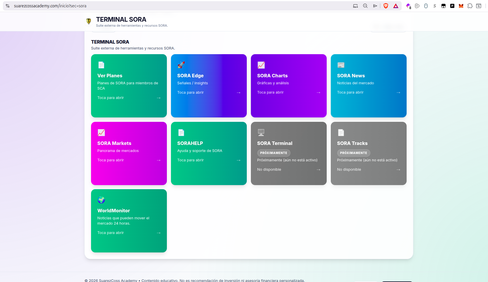SORA Terminal y entorno de trabajo