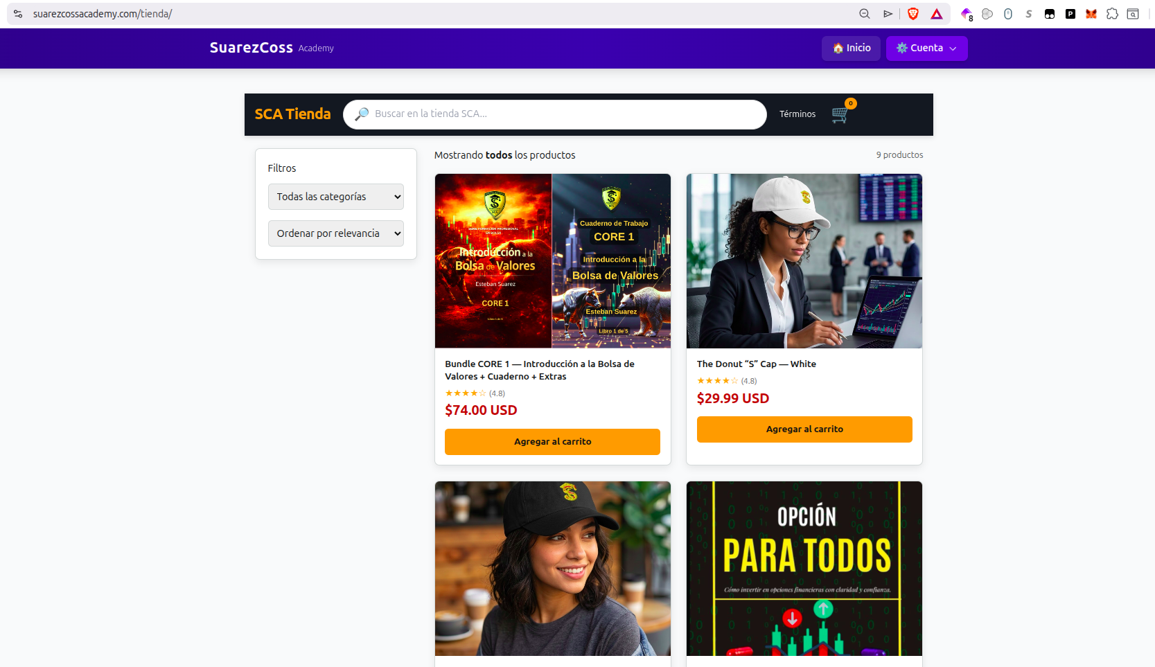 Tienda y recursos de SuarezCoss Academy