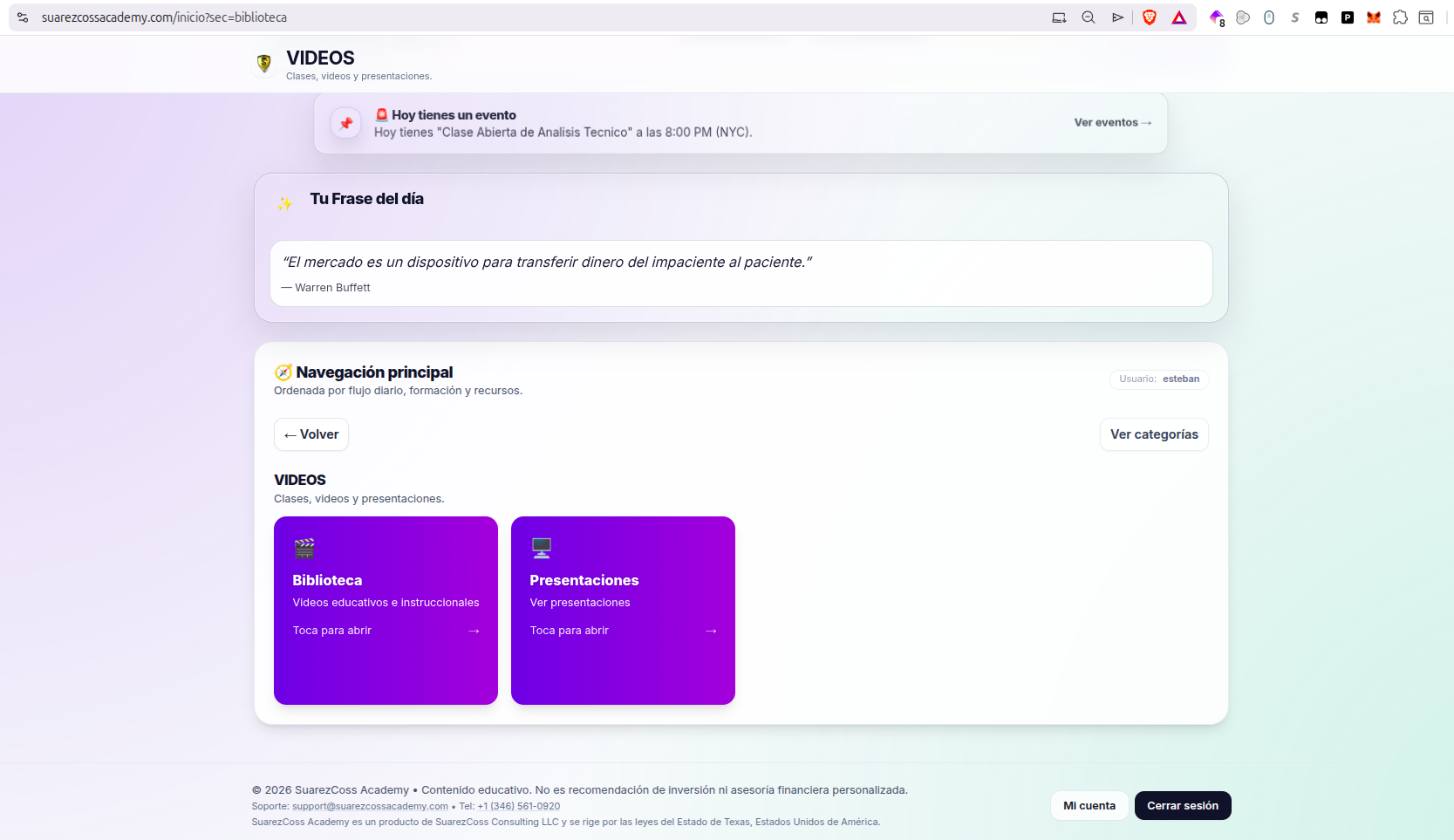 Biblioteca de videos y formación guiada